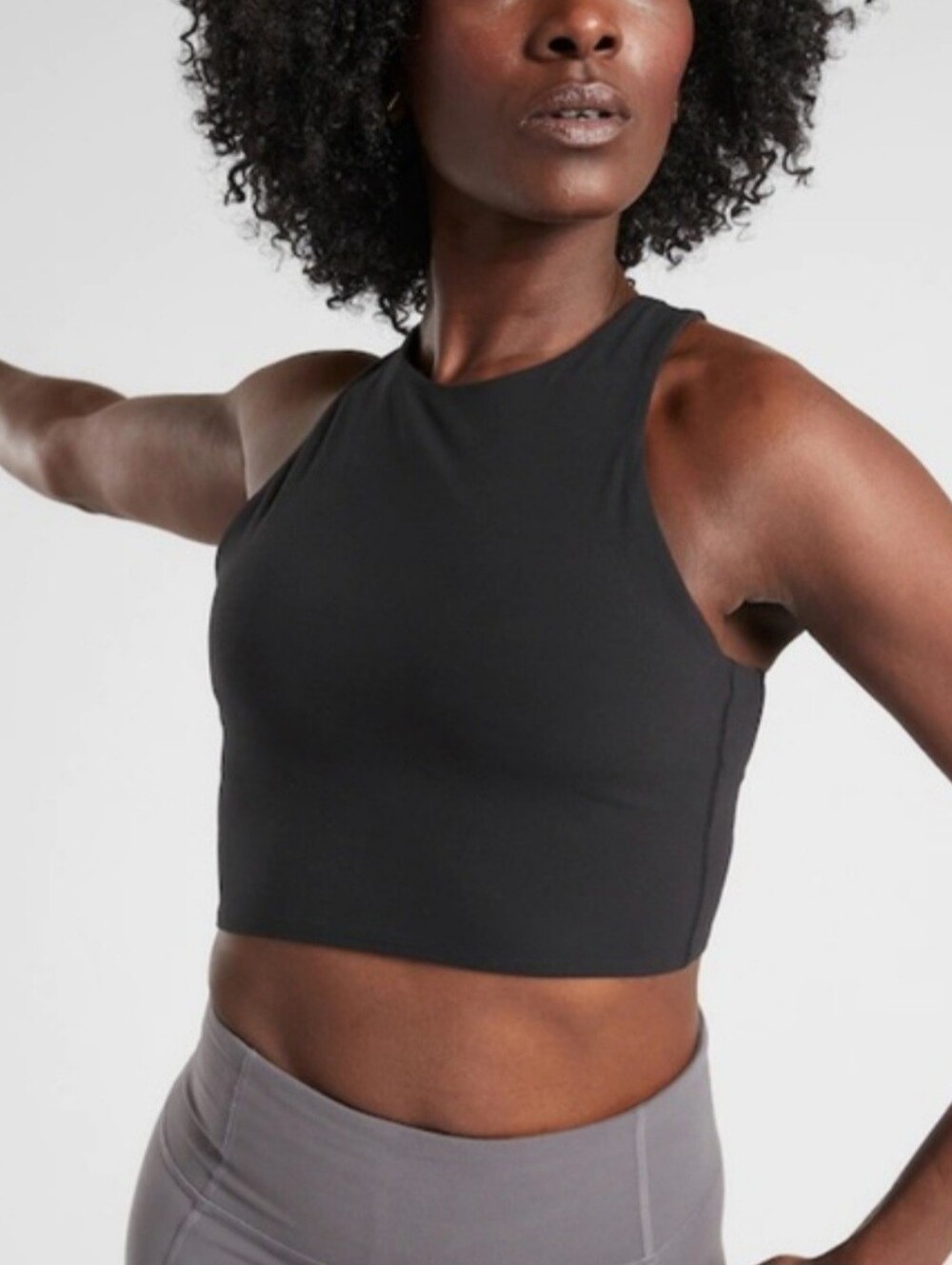 Athleta ✨️ Conscious Crop- Black High Neck Crop Tank Top